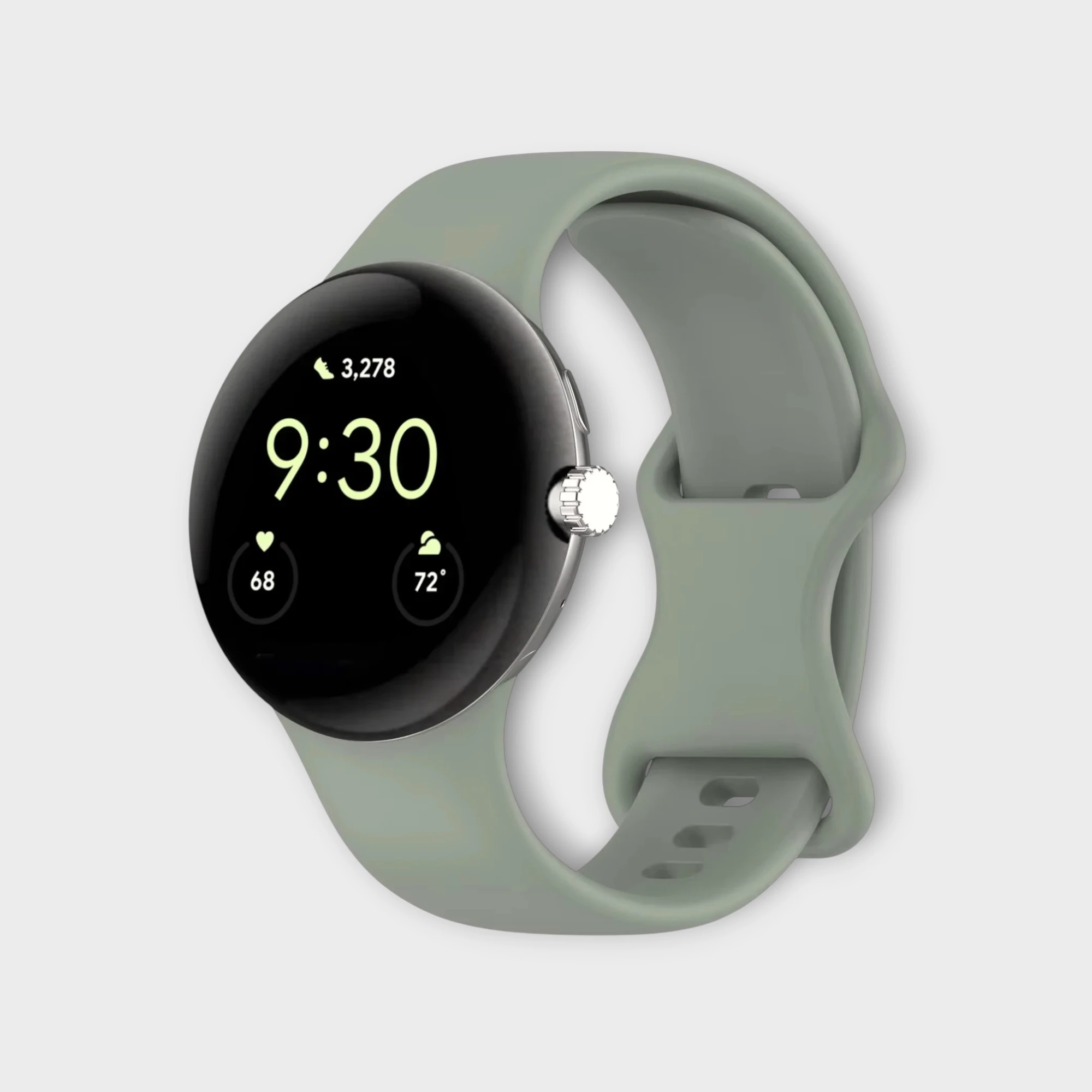 Google Pixel Watch Replacement Silicone Strap Grey Green