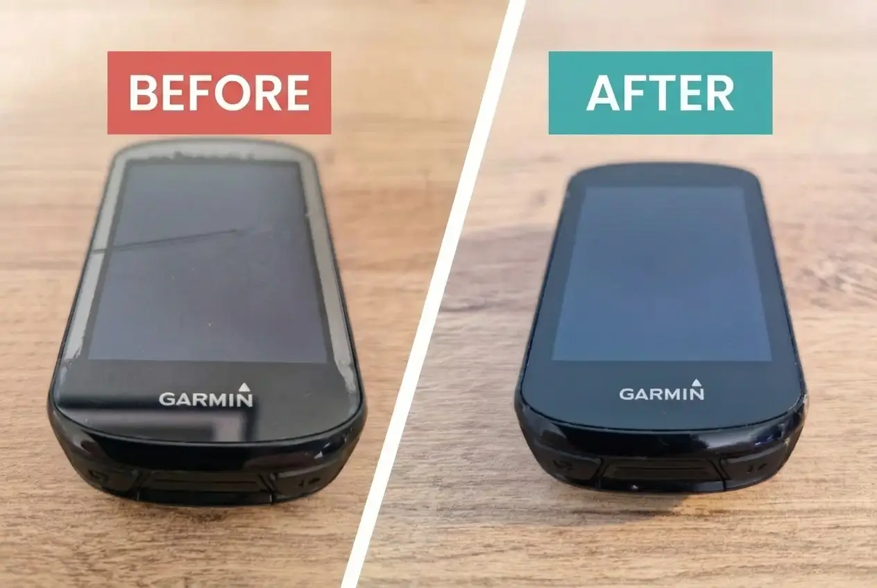 Garmin Edge 830 Before & After Screen Repair